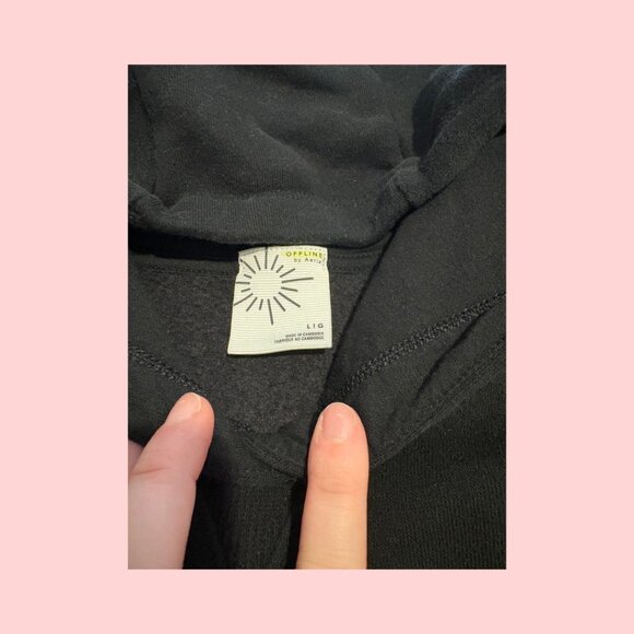 OFFLINE by Aerie Cloud Fleece Oversized Hoodie, Black, Size L - Picture 3 of 5
